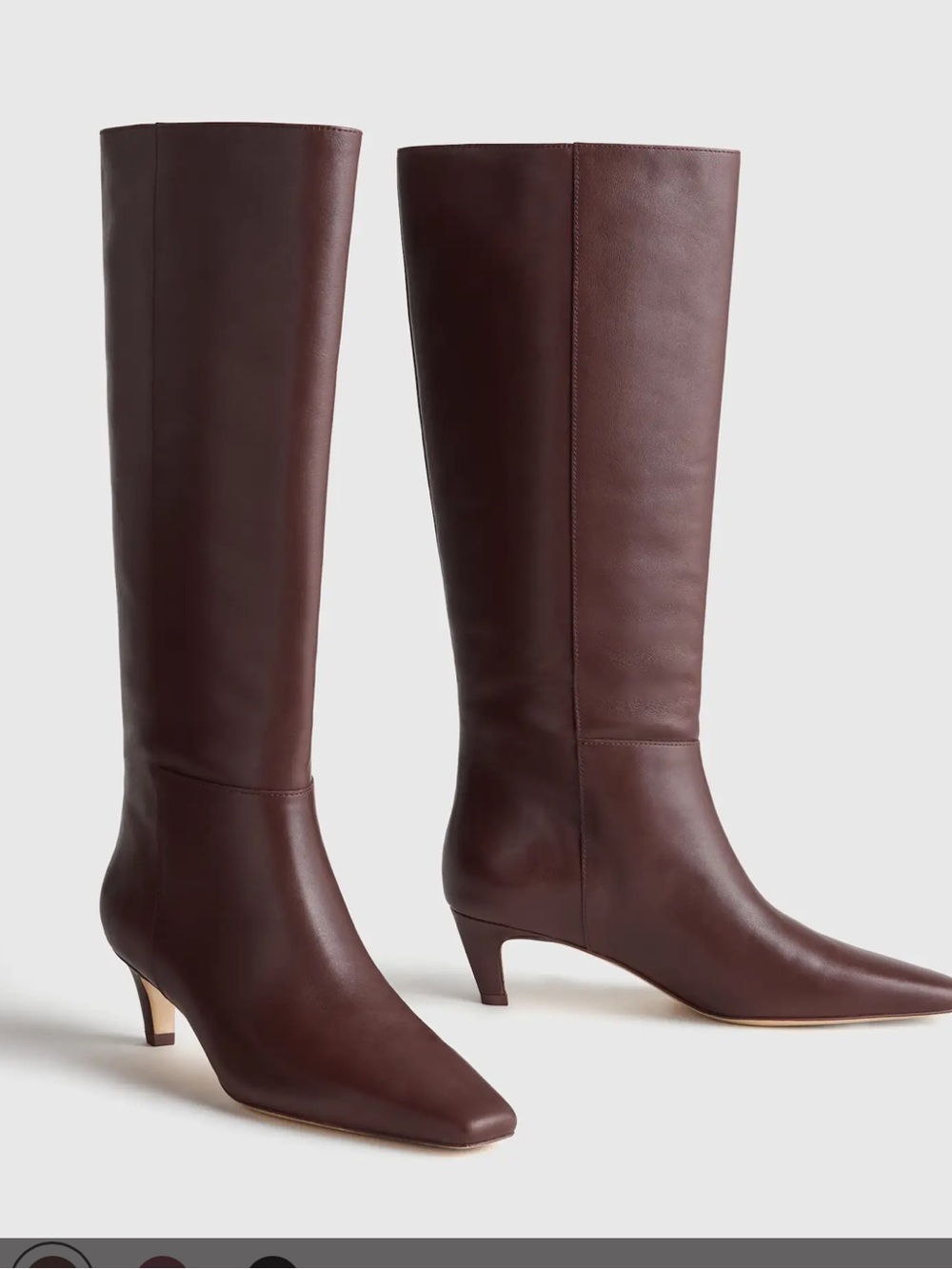 Quince Espresso Brown Italian Leather Kitten Heel Boots - Size 9.5 brand new
